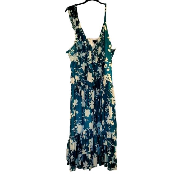 Torrid Green Floral One-Shoulder Ruffle Dress. Size 5X Boho Cottagecore Vacation - Picture 1 of 10